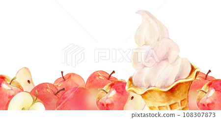 Many apples lined up watercolor illustration Many apples lined up watercolor illustration 108307873