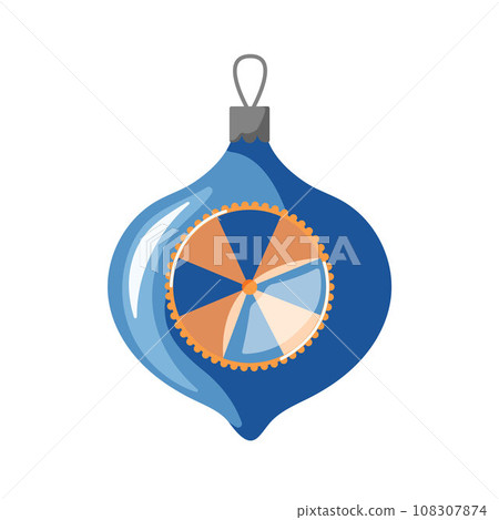 Christmas tree decoration in cartoon style. New year toy. Vector illustration isolated on a white background. 108307874