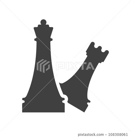 Black and white chess element template. Chess castling sign vector illustration. Chess tournament and professional sport competition symbol. Queen and rook figures isolated on white background. 108308061