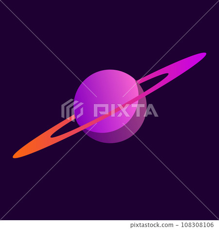 A planet surrounded by rings isolated on a dark background A planet surrounded by rings isolated on a dark background 108308106