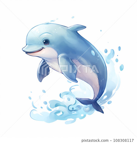 可爱的卡通海豚插画 可爱的卡通海豚插画 108308117