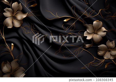 Luxury Black and Gold Floral Background Luxury Black and Gold Floral Background 108308345