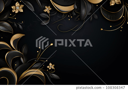 Luxury Black and Gold Floral Background Luxury Black and Gold Floral Background 108308347