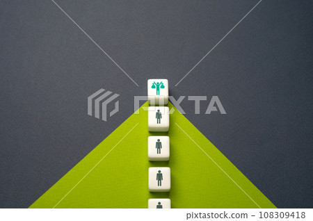 Investments and financial success. Financial Pyramide. Attract investments and deposits. Return on investment ROI. 108309418