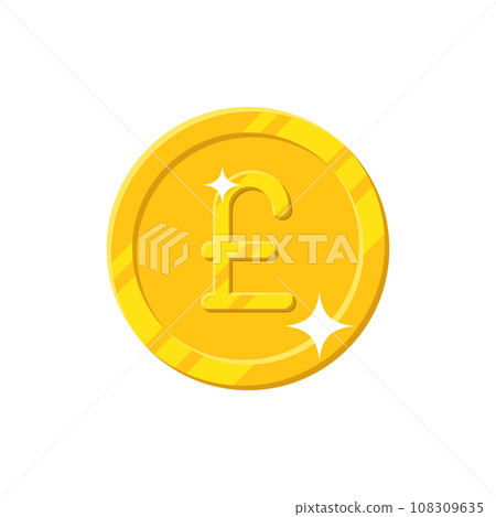 Gold pound coin cartoon style isolated Gold pound coin cartoon style isolated 108309635