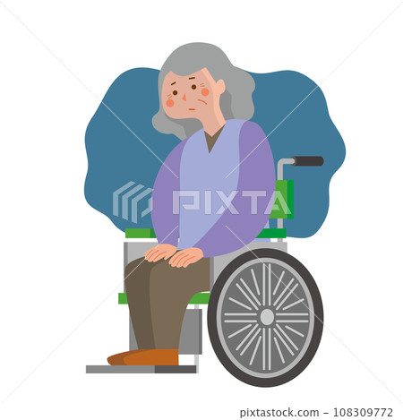 Lethargic elderly woman sitting in a wheelchair 108309772