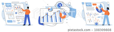 Business strategy. Vector illustration Business strategies set direction for organizational growth Teamwork fosters collaborative and supportive work environment Corporate leadership plays pivotal 108309808