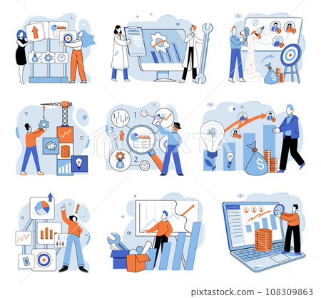 Business development. Vector illustration. Business Concept illustrations provoke thoughtful discussion and analysis Diversity in leadership roles fosters innovation and adaptability Group Group Business development. Vector illustration. Business Concept illustrations provoke thoughtful discussion and analysis Diversity in leadership roles fosters innovation and adaptability Group Group 108309863