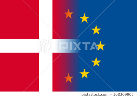 Denmark national flag with a star circle of EU Denmark national flag with a star circle of EU 108309905