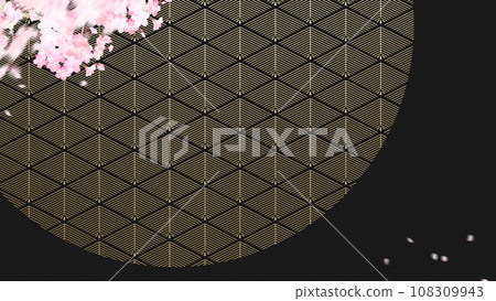 Japanese-style background with the image of cherry blossoms at night 108309943