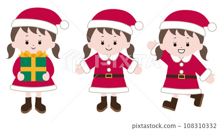 Illustration of a child wearing Santa clothes 108310332