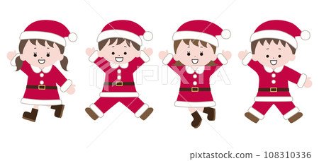 Illustration of a cheerful child wearing Santa clothes Illustration of a cheerful child wearing Santa clothes 108310336