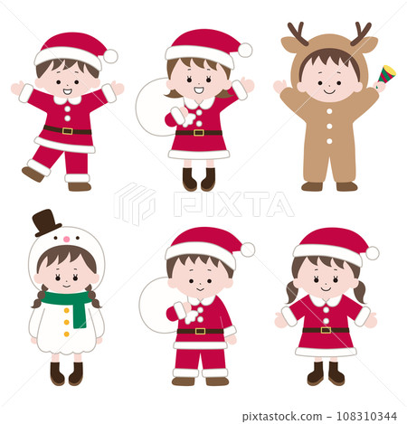 Illustration of a child wearing a Christmas costume 108310344