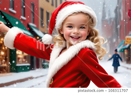 AI generated image: Girl Santa Claus American vintage style 108311707