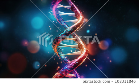 Colorful DNA helix structure. Biology science background 108311846