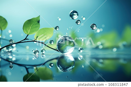 Plant leaves with water drops. Ecology concept 108311847