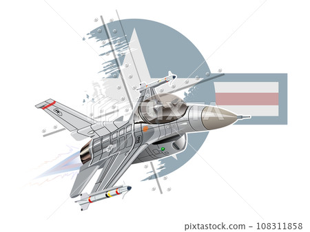 Cartoon Military Jet Fighter Plane 108311858