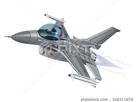 Cartoon Military Jet Fighter Plane Isolated 108311859