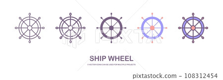 Helm Anchor vector icon logo Nautical maritime sea ocean boat illustration. ship wheel icon vector. isolated on white background. Helm Anchor vector icon logo Nautical maritime sea ocean boat illustration. ship wheel icon vector. isolated on white background. 108312454