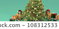 Background of Christmas tree, presents and glitter decorations 108312533