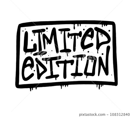 Limited edition urban graffiti print. Black printing in a square in the grunge style 108312840