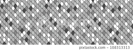 Dragon, fish, mermaid scale texture seamless pattern design. white and black decoration print background Dragon, fish, mermaid scale texture seamless pattern design. white and black decoration print background 108313313