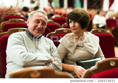 Caucasian senor sleeping in the theater hall Caucasian senor sleeping in the theater hall 108313631