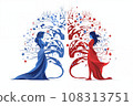 Beautiful red and blue winter logo 108313751