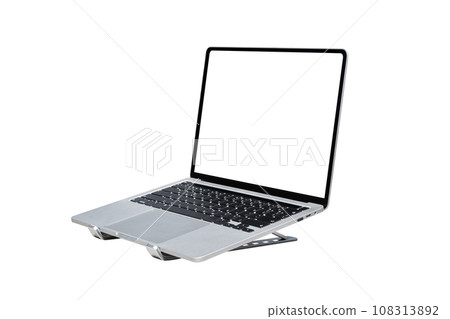 Laptop computer with blank transparent screen and background- PNG format.. Laptop computer with blank transparent screen and background- PNG format.. 108313892