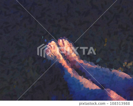 Women's feet are refreshed by bathing and splashing cold water in lake Women's feet are refreshed by bathing and splashing cold water in lake 108313988