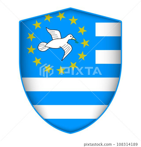 Federal Republic of Southern Cameroons flag in shield shape. Vector illustration. 108314189