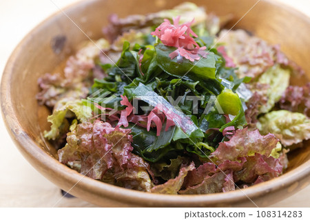 木碗裡的海藻沙拉 木碗裡的海藻沙拉 108314283