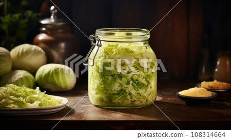 Sauerkraut in glass jar 108314664