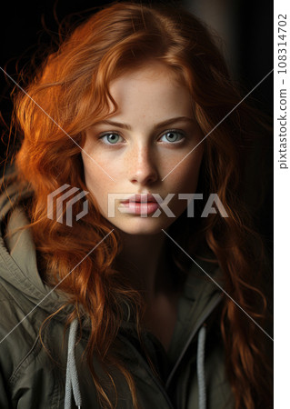 Generative ai illustration of Wonderful redhead young woman Generative ai illustration of Wonderful redhead young woman 108314702