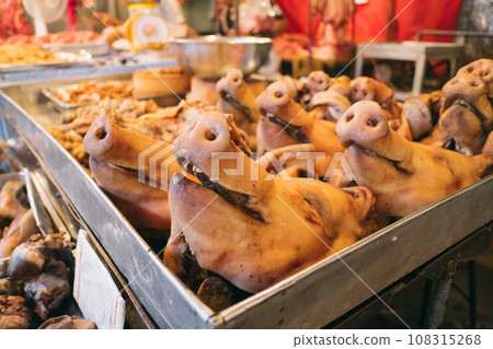 raw pig head raw pig head 108315268