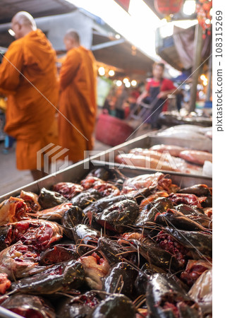 Raw fish head Raw fish head 108315269