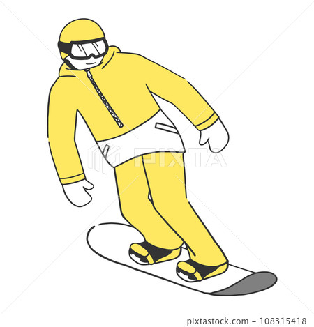 Illustration material of a man sliding vertically on a snowboard Illustration material of a man sliding vertically on a snowboard 108315418