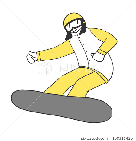 Illustration material of a woman sliding on a snowboard Illustration material of a woman sliding on a snowboard 108315420