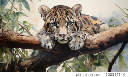 Clouded leopard. The clouded leopard, also called mainland clouded leopard, is a wild cat inhabiting dense forests from the foothills of the Himalayas 108316144