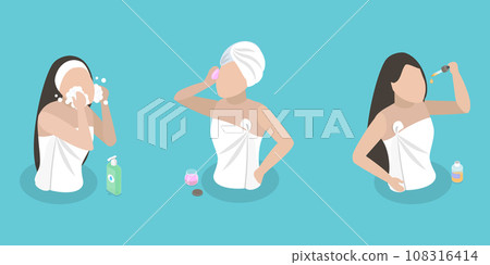 3D Isometric Flat Vector Illustration of Skin Care 108316414