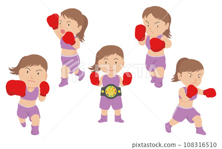 Female boxer illustration set 108316510