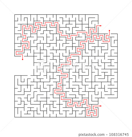 Children's educational game finding the right way. The maze is a puzzle. Black and white vector illustration. Children's educational game finding the right way. The maze is a puzzle. Black and white vector illustration. 108316745