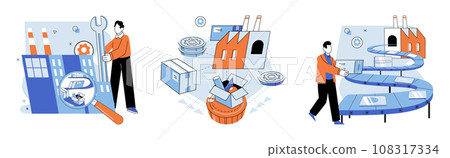 Manufacturer model. Vector illustration. The companys project management ensures timely delivery products Quality control measures are in place to maintain product standards The manufacturer model 108317334