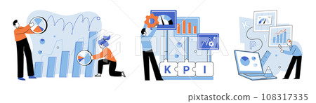 Performance indicator. Vector illustration. Performing well in key areas is essential for business success Effective management strategies yield positive results Objectives Performance indicator. Vector illustration. Performing well in key areas is essential for business success Effective management strategies yield positive results Objectives 108317335
