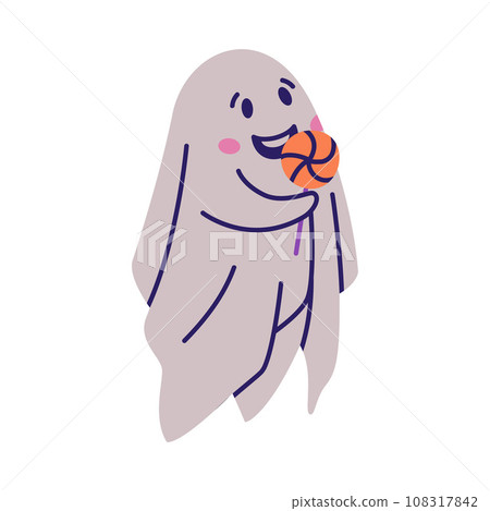 Cute Ghost Character as Flying Poltergeist Creature with Candy Vector Illustration Cute Ghost Character as Flying Poltergeist Creature with Candy Vector Illustration 108317842