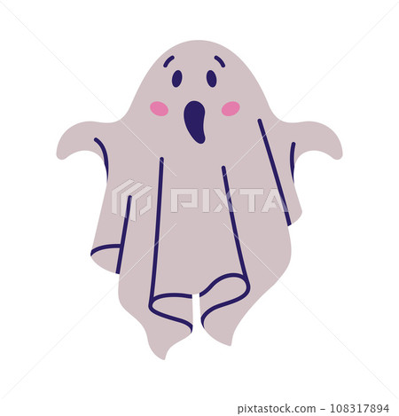 Cute Ghost Character as Flying Poltergeist Creature Vector Illustration 108317894