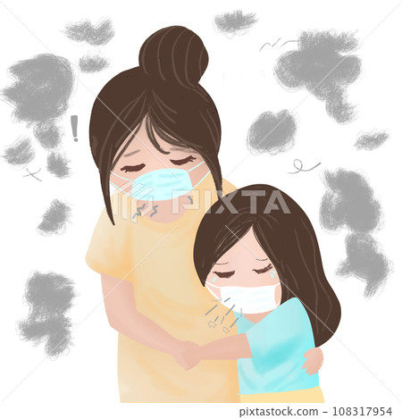 Women and girl with pollution pm2.5 ecology elements Women and girl with pollution pm2.5 ecology elements 108317954