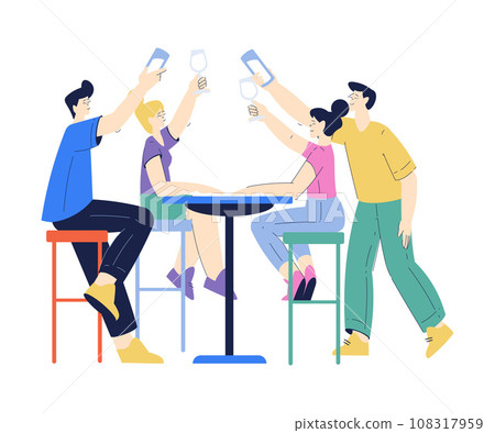 Man and Woman Character with Glass Enjoying Cold Refreshing Drink at Table as Friend Meeting Vector Illustration Man and Woman Character with Glass Enjoying Cold Refreshing Drink at Table as Friend Meeting Vector Illustration 108317959