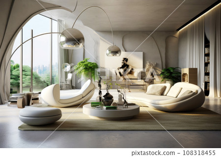 Modern interior design of a living room in an apartment, house, office 108318455