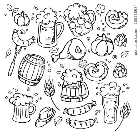oktoberfest, beer, hand drawn 108318684